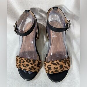 Torrid Leopard Print Ankle Strap Sandals Size 7W